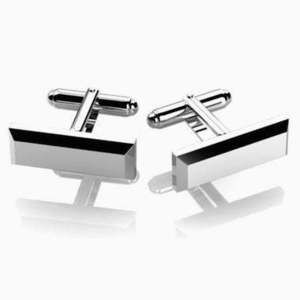 Rectangle Edged 925 Sterling Silver Cufflinks by Krysaliis
 Gift Boxed